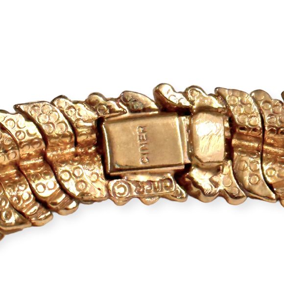 Vintage CINER 18K Gold and Pave Crystal Choker Necklace - Picture 6 of 8